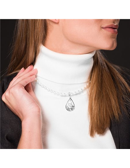 Collier Caresse Silver avec des perles