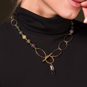 Crystalactite Necklace with agates 2