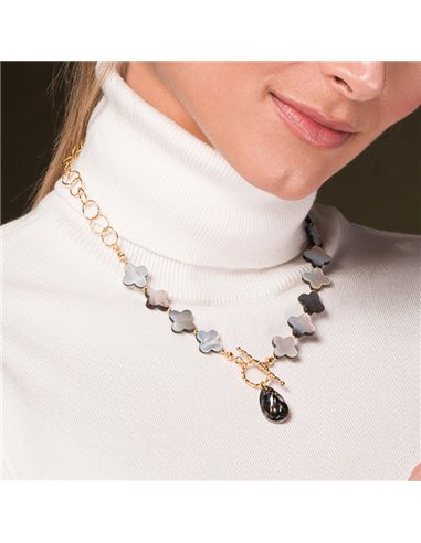 Naszyjnik Clover Gold z masą perłową