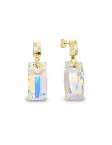 Rectangle Gold Aurora Borealis Earrings