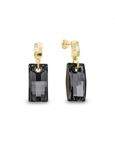 Rectangle Gold Silver Night Earrings