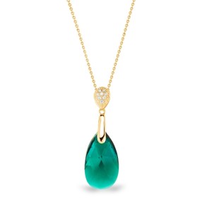 Naszyjnik Dainty Drop Gold Emerald
