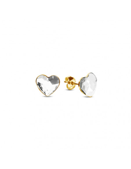 Kolczyki Heart Studs Gold Crystal
