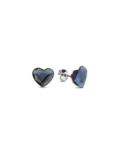 Boucles d'Oreilles Heart Studs Denim Blue