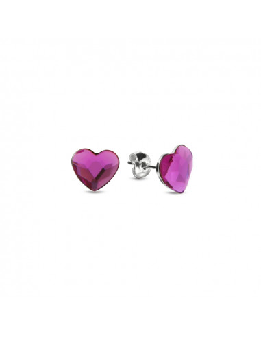 Kolczyki Heart Studs Fuchsia