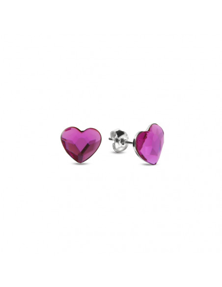 Kolczyki Heart Studs Fuchsia