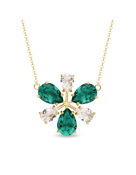 Collier Pariso Flower Emerald Gold