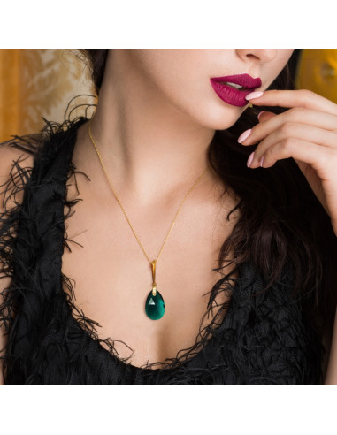 Lacrima Necklace Emerald Gold
