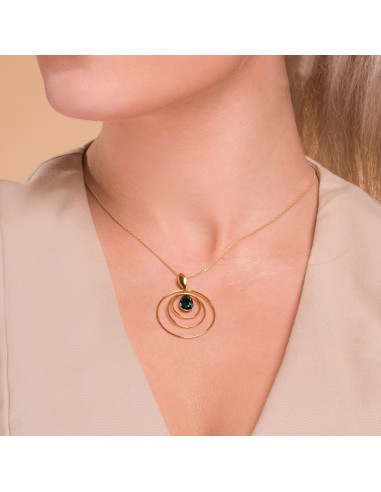 Wind Spinner Necklace Emerald Gold