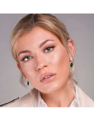 Thalia Earrings Emerald Gold