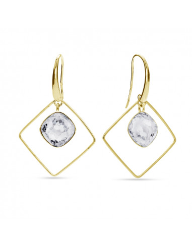 Kolczyki Fantasy Square Crystal Gold