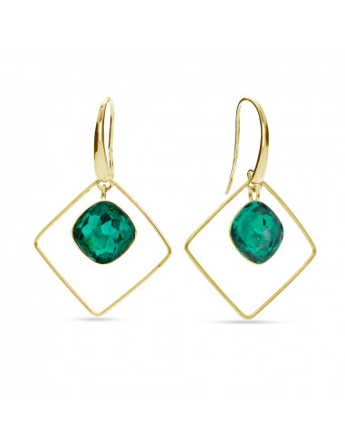 Kolczyki Fantasy Square Emerald Gold