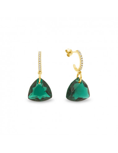 Triangel Earrings Emerald Gold