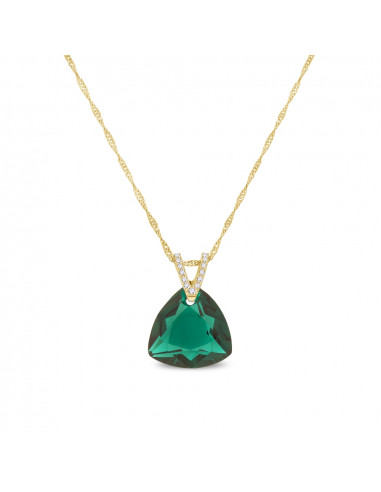 Triangel Necklace Emerald Gold