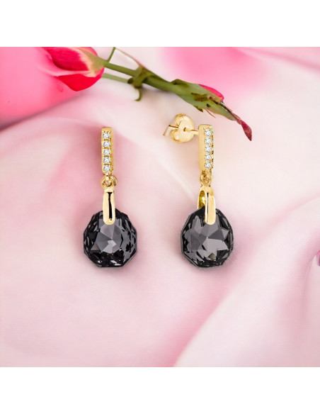 Calathea Earrings Silver Night Gold