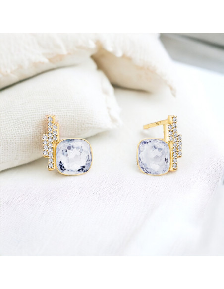 Boucles d'Oreilles Cloud Crystal Gold