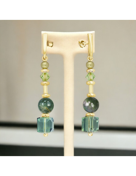 SPARK Jasmine earrings with Indian Agate and crystals