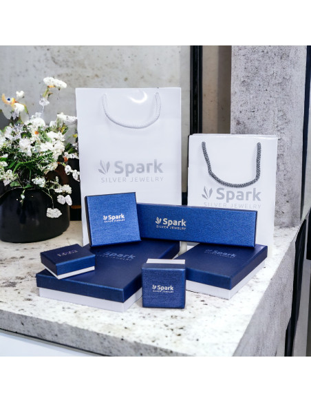 Kolczyki SPARK Jasmine srebrne pozłacane z agatami i kryształami