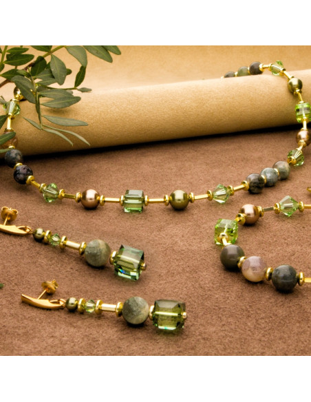 Necklace SPARK Jasmine with Indian Agate, goldplated silver