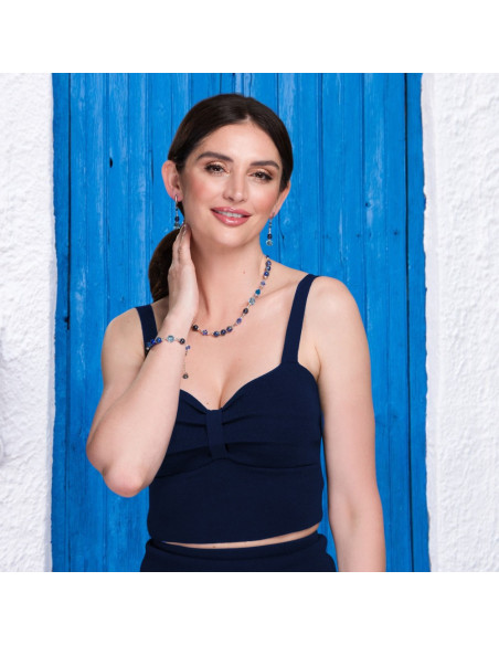 Bransoletka srebrna SPARK Jasmine z Lapis Lazuli i kryształami