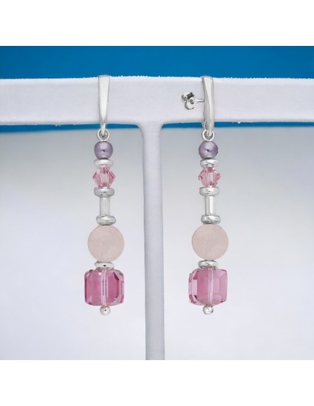 Boucles d'Oreilles SPARK Jasmine Quartz Rose