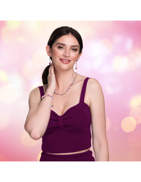 SPARK silver bracelet Jasmine with Rose Quartz