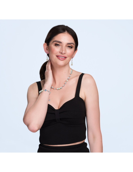 Bransoletka srebrna SPARK Jasmine z niebieskimi morganitami i kryształami