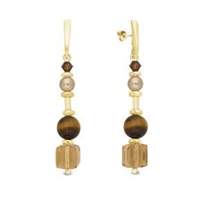 Silver goldplated earrings SPARK Jasmine with Tiger Eye