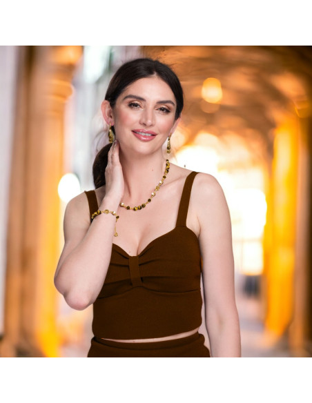 Silver goldplated necklace SPARK Jasmine Necklace Tiger Eye