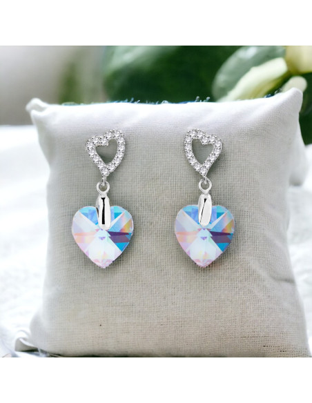 Silver Earrings SPARK Amore Aquamarine crystal