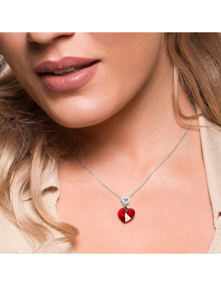 Silver necklace with crystal red heart SPARK Amore