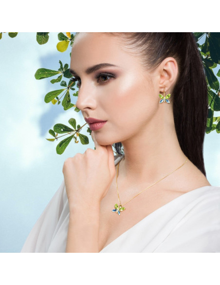 Boucles d'oreilles Imago Long Citrus Green Gold