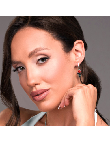 SPARK Kolczyki Flora z czerwonymi...