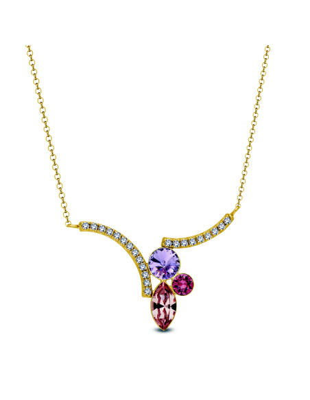 Collier Flora de SPARK en cristaux violets et argent 925 plaqué or.