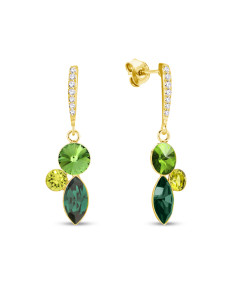 złote kolczyki z zielonymi kamieniami