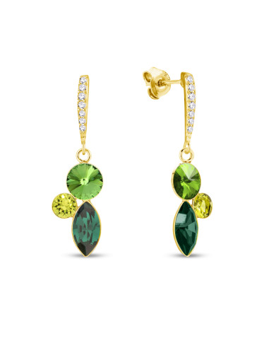 złote kolczyki z zielonymi kamieniami