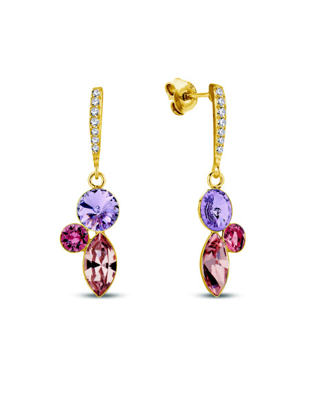 Boucles d'oreilles Flora de SPARK en argent 925 plaqué or et cristaux violets
