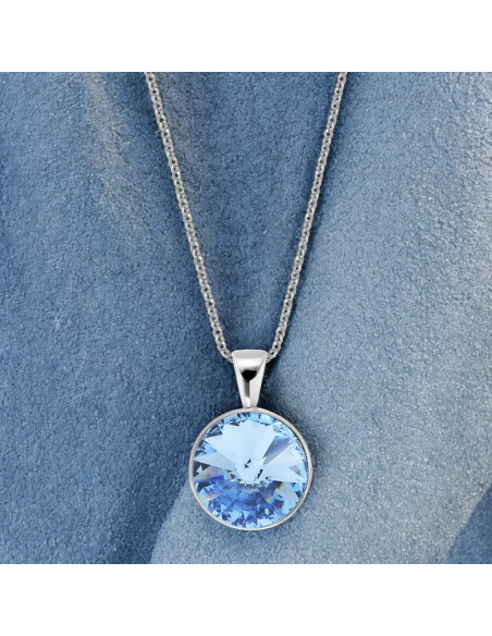 Collier Firefly en argent avec cristal bleu claire