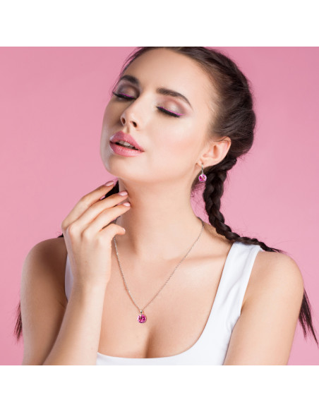 Collier Firefly en argent et cristal rose