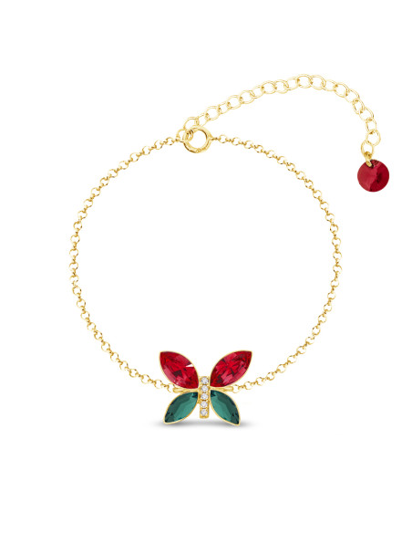 Bracelet en argent plaqué or avec papillon en cristal |SPARK