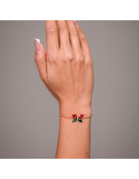 Bracelet en argent plaqué or avec papillon en cristal |SPARK