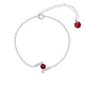 Bracelet en argent CHATON avec cristal rouge | SPARK