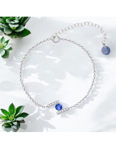 Silver bracelet CHATON with blue...
