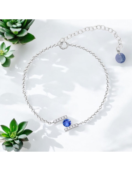 Silver bracelet CHATON with blue crystal|SPARK