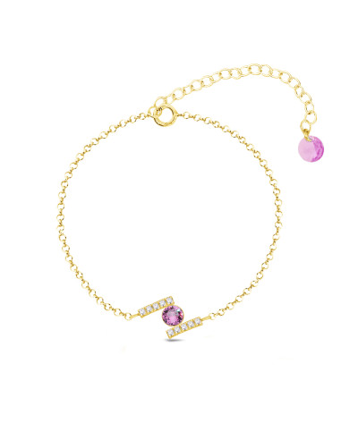 Bracelet CHATON en argent plaqué or...