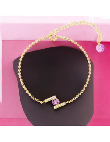 Bracelet CHATON en argent plaqué or...