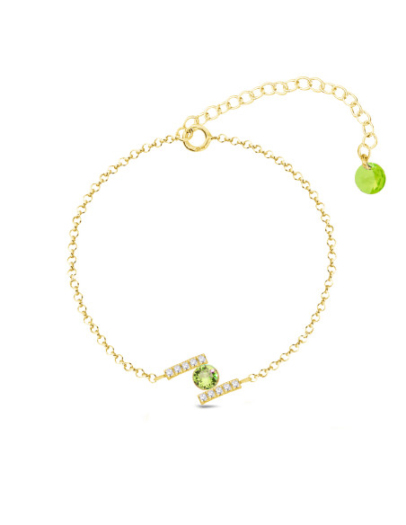 Bracelet CHATON en argent plaqué or avec cristal citrin| SPARK