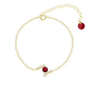 Gold-plated silver bracelet CHATON with red crystal |SPARK