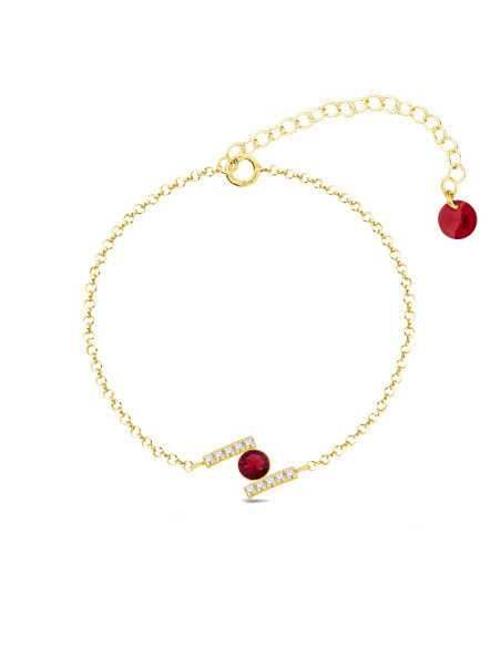Bracelet CHATON en argent plaqué or avec cristal rouge| SPARK