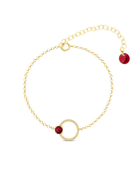 Bracelet STARDUST, argent plaqué or et cristaux rouges | SPARK